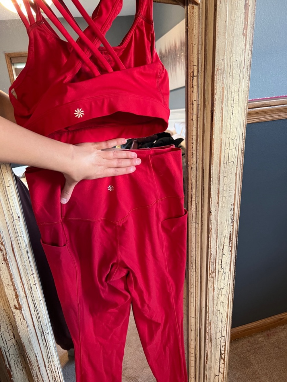 lululemon athletica Red Strappy Sports Bra and High-Waist Pocket Leggings